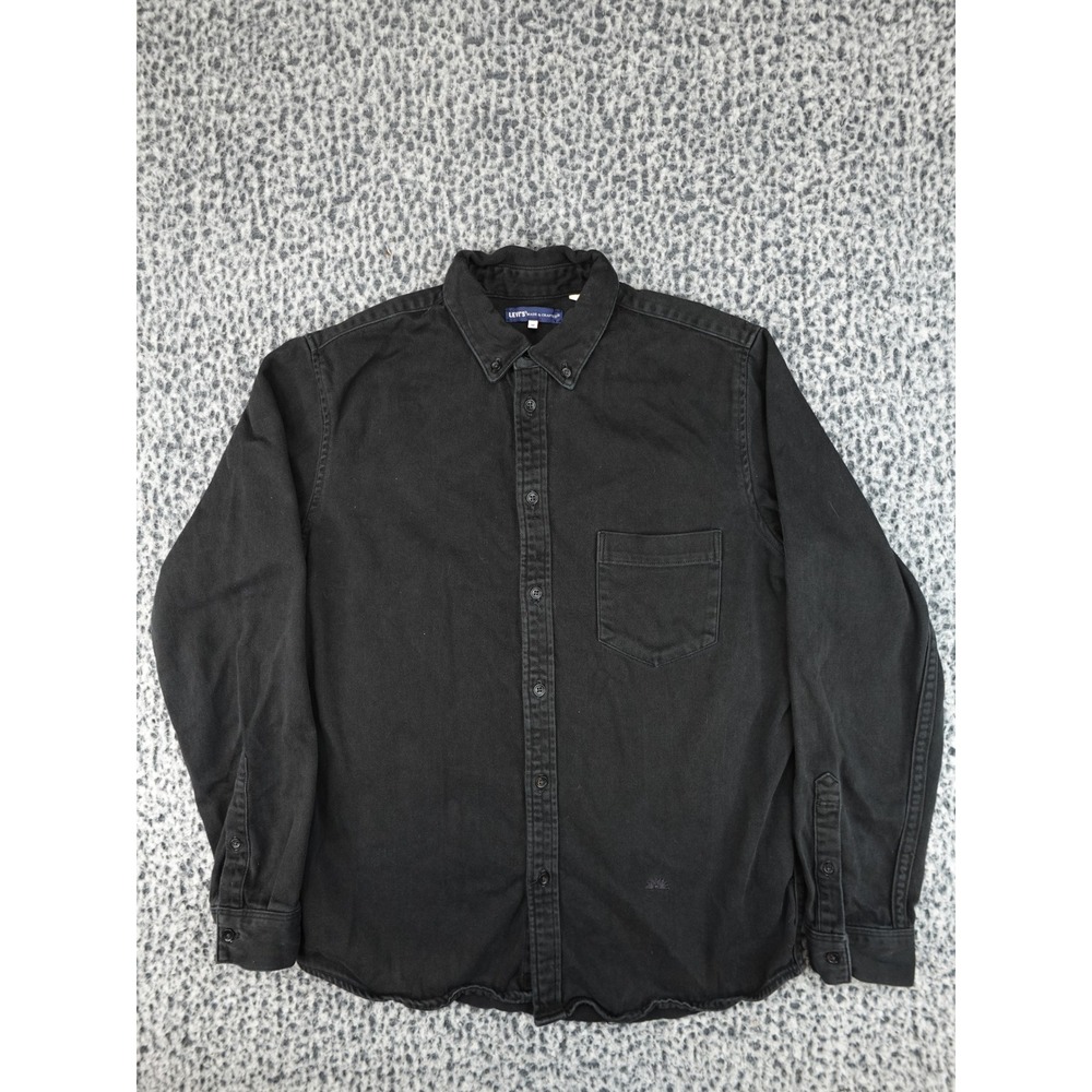 Levi's Made & Crafted Button Down Shirt Mens M Black Denim Sunburst Logo